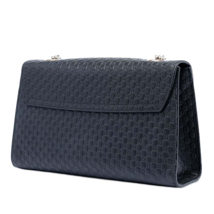 Gucci Medium Microguccissima Emily Shoulder Bag Black Leather Very good condition - Back View