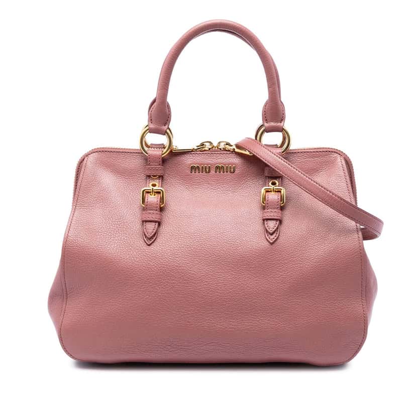 Miu Miu Goatskin Madras Satchel Pink Leather Very good condition - Front View