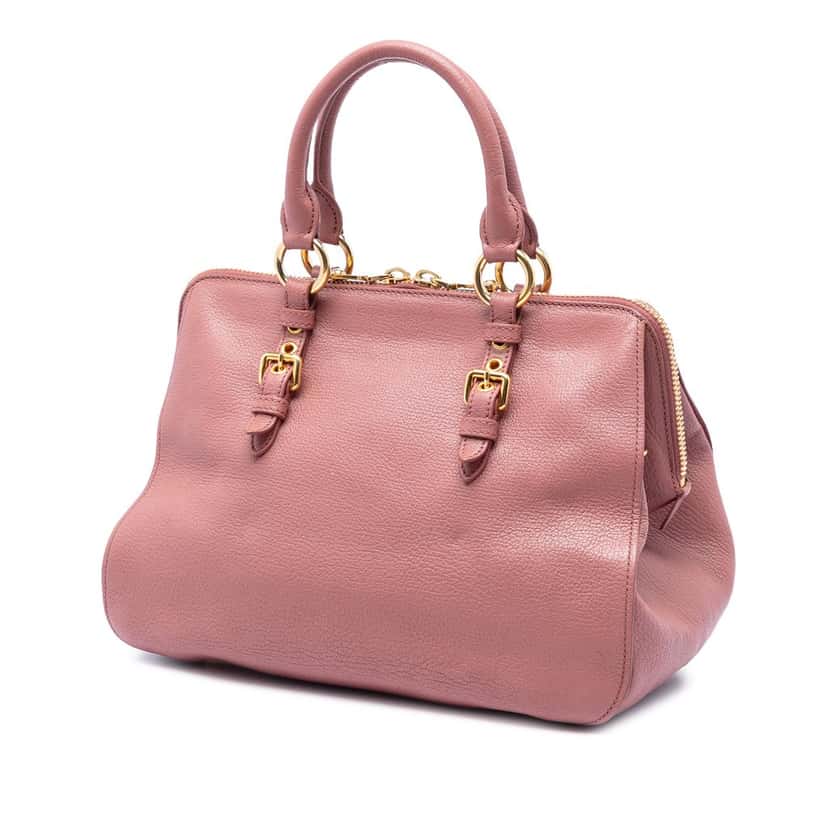Miu Miu Goatskin Madras Satchel Pink Leather Very good condition - Back View