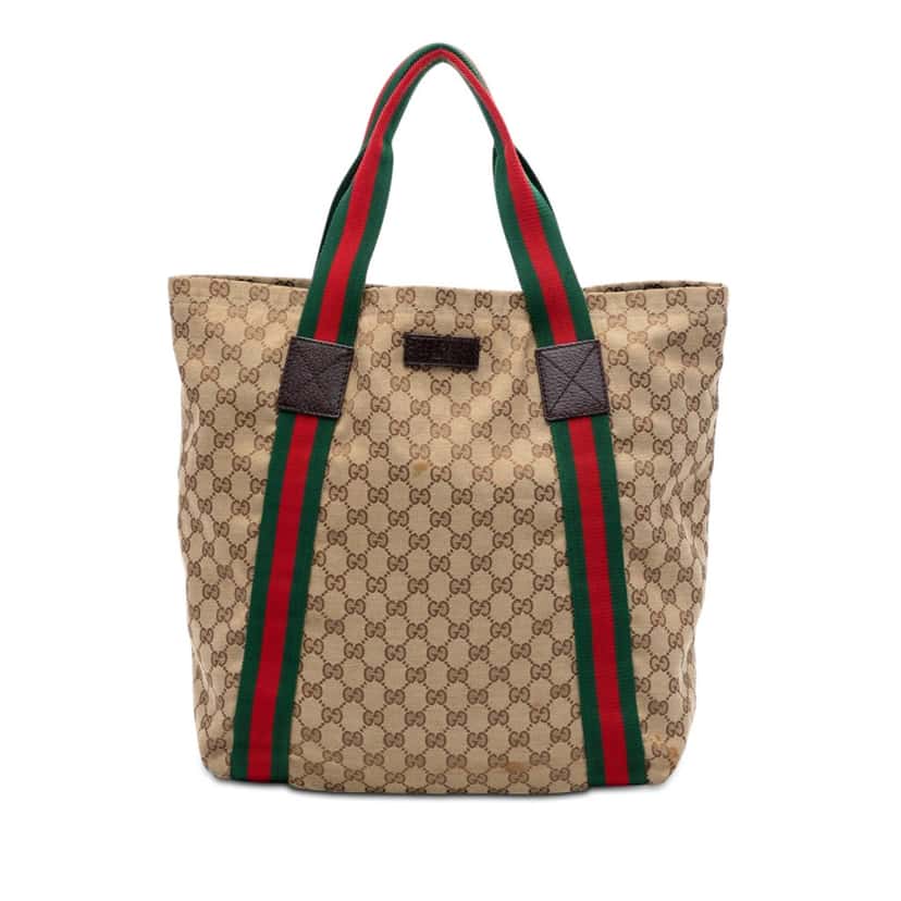 Gucci GG Canvas Web Tote Beige Very good condition - Front View