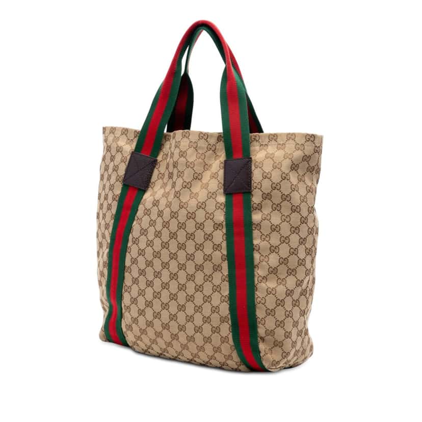 Gucci GG Canvas Web Tote Beige Very good condition - Back View