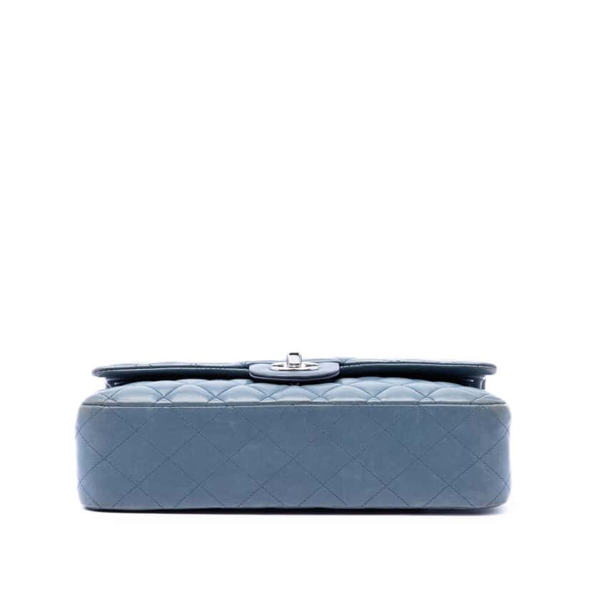 Chanel Medium Classic Lambskin Double Flap Blue Leather Very good condition - Inside View
