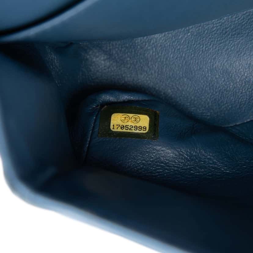 Chanel Medium Classic Lambskin Double Flap Blue Leather Very good condition - Box View