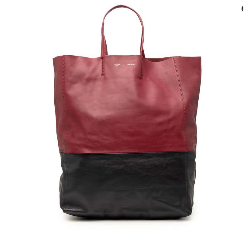 Celine Bicolor Lambskin Vertical Cabas Tote Red Leather Very good condition - Front View