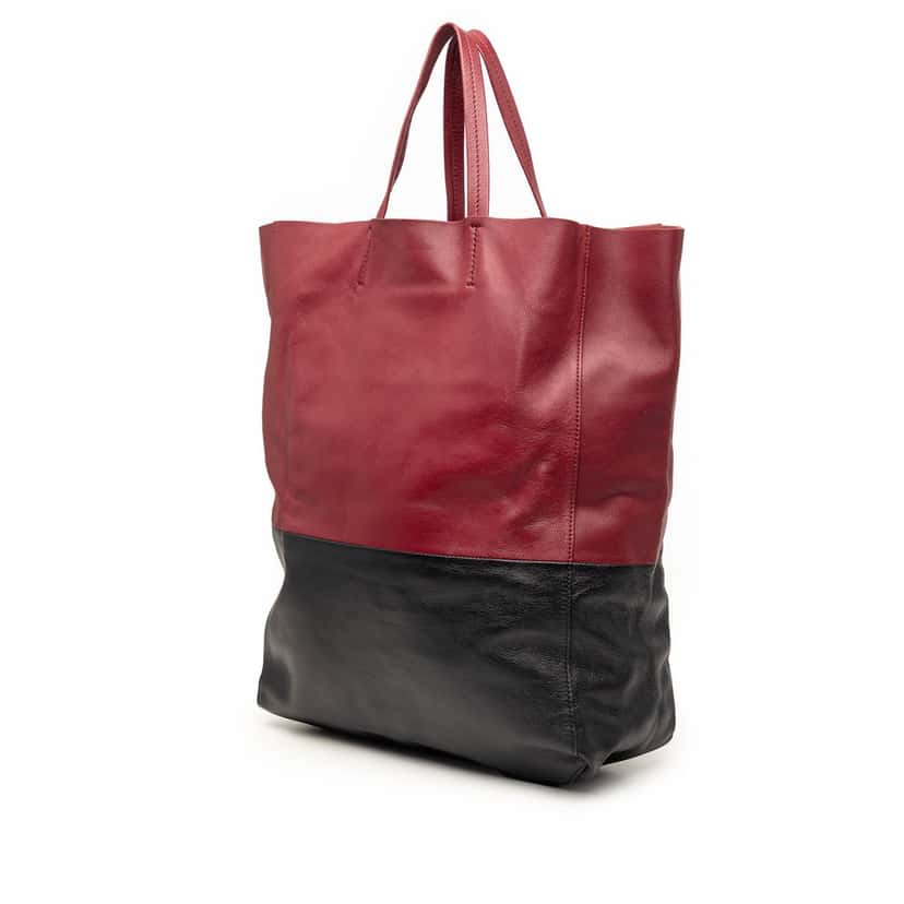 Celine Bicolor Lambskin Vertical Cabas Tote Red Leather Very good condition - Back View