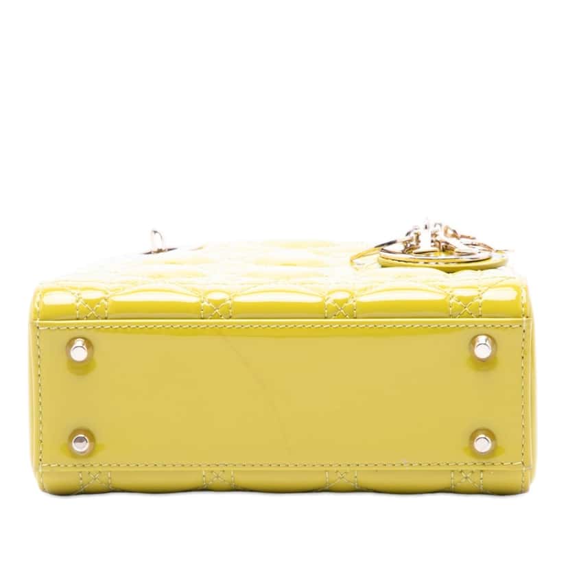Dior Mini Patent Cannage Lady Dior Yellow Leather Very good condition - Inside View
