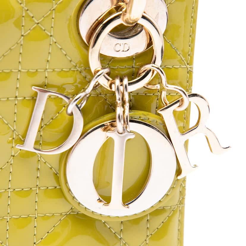 Dior Mini Patent Cannage Lady Dior Yellow Leather Very good condition - Box View