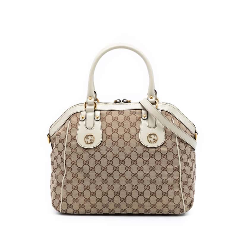 Gucci GG Canvas Scarlett Satchel Beige Very good condition - Front View