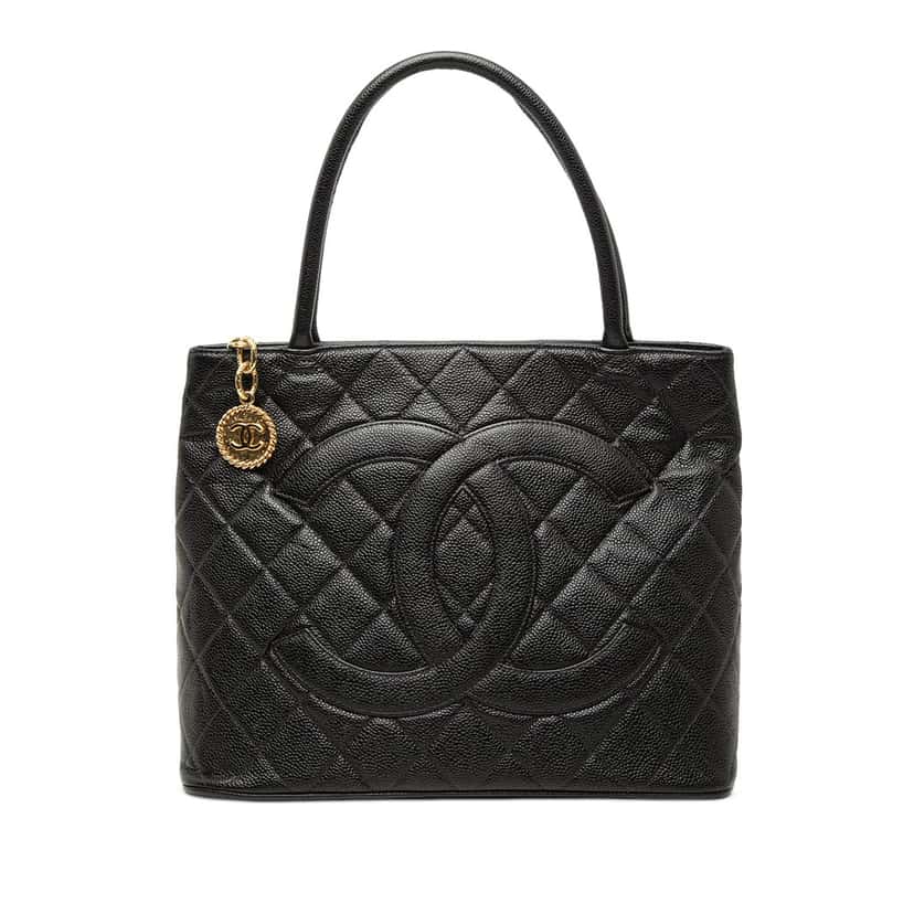 Chanel Caviar Medallion Tote Black Leather Very good condition - Front View