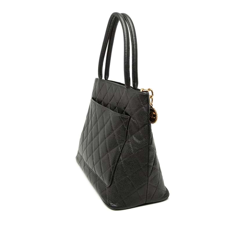 Chanel Caviar Medallion Tote Black Leather Very good condition - Back View