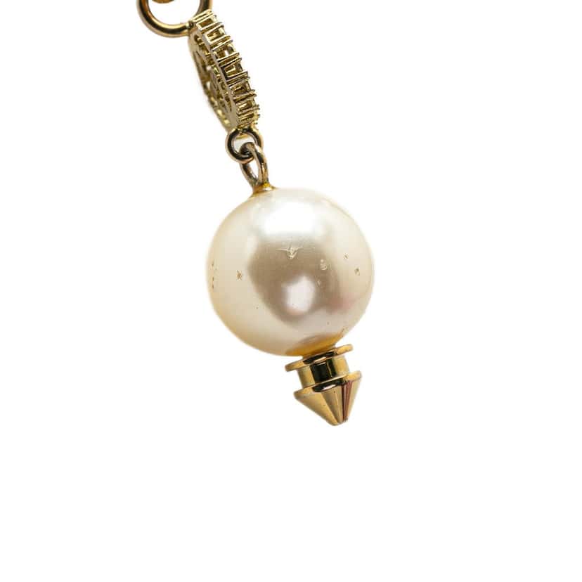 Gucci Gold Plated GG Faux Pearl Drop Pendant Necklace Gold Metal Very good condition - Back View