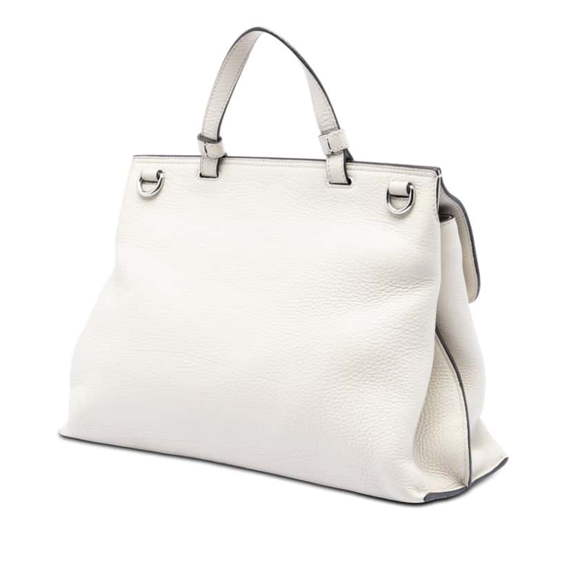 Gucci Medium Leather Bamboo Daily Satchel White Leather Very good condition - Back View