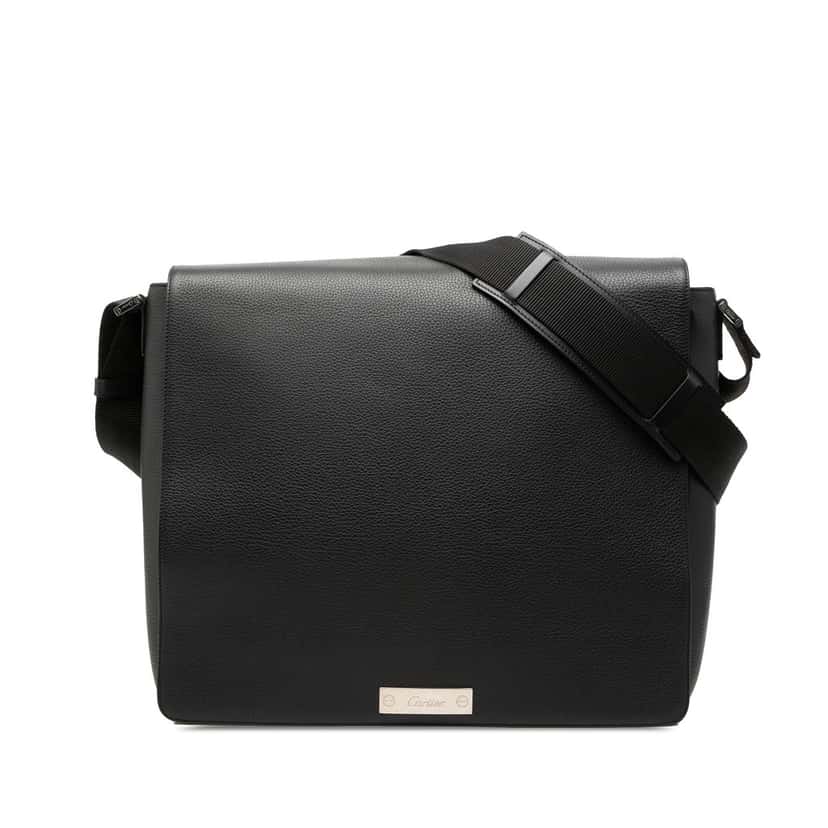 Cartier Grained Leather Pasha De Cartier Messenger Bag Black Leather Very good condition - Front View