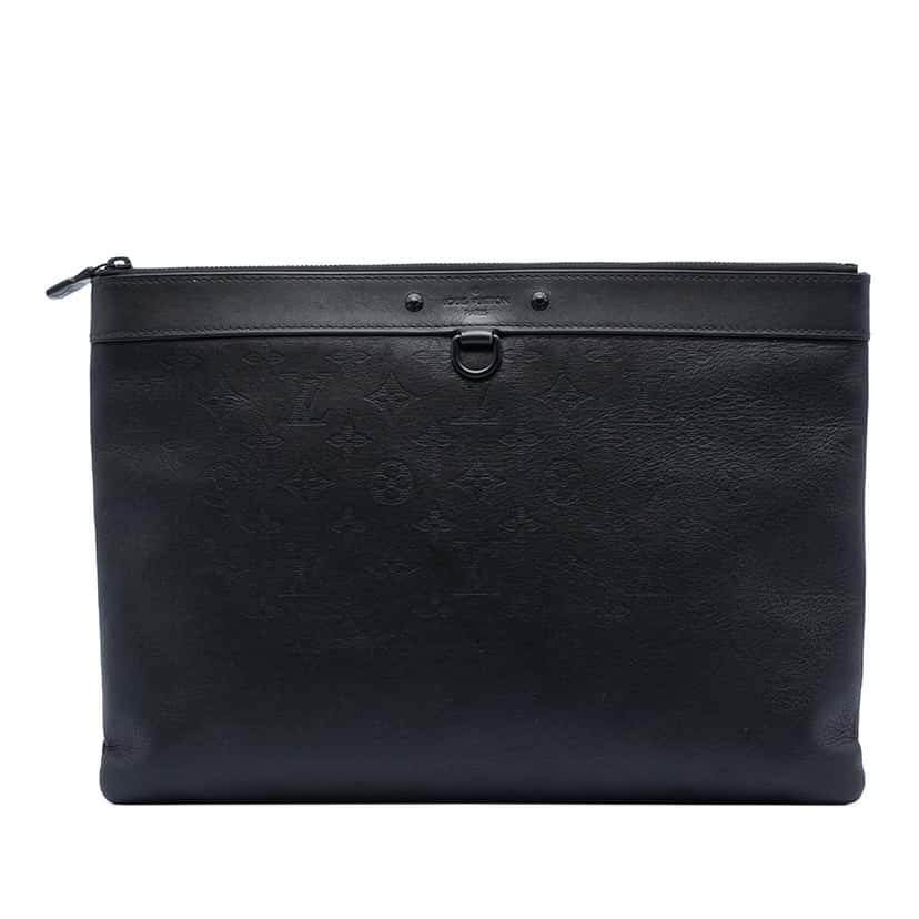 Louis Vuitton Monogram Shadow Discovery Pochette Black Leather Very good condition - Front View