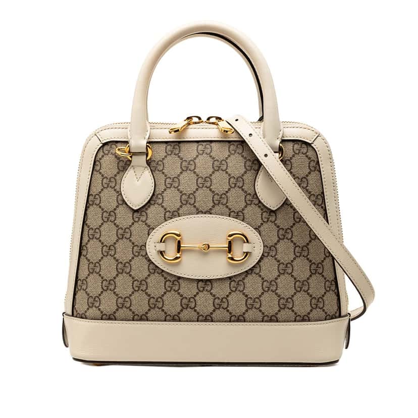 Gucci Small GG Supreme Horsebit 1955 Satchel Beige Very good condition - Front View
