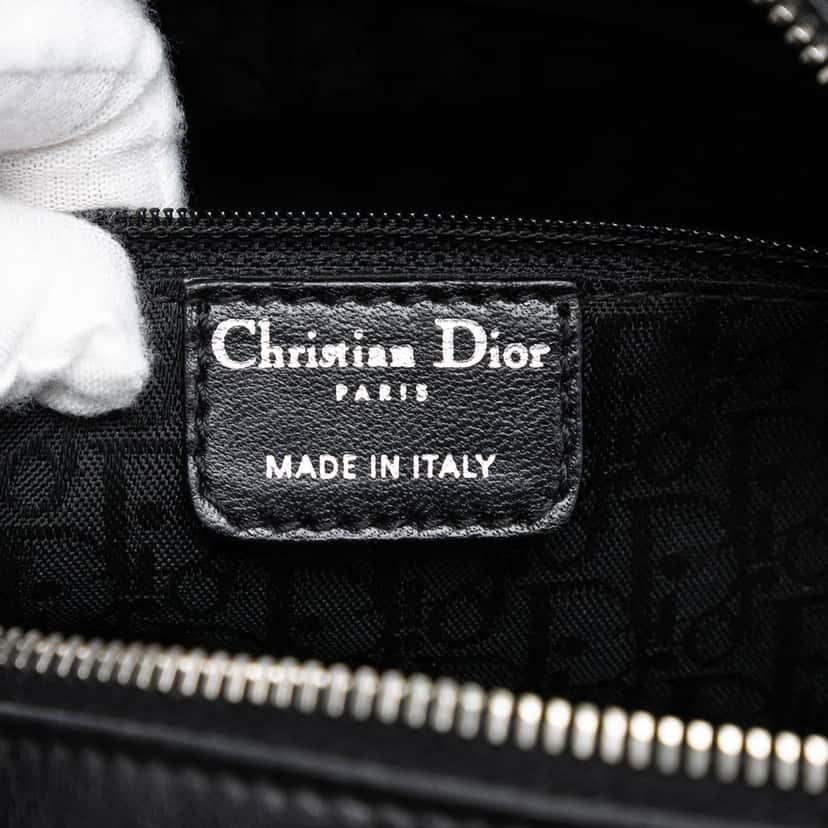 Dior Stitched Lambskin Cannage Handbag Black Leather Very good condition - Box View