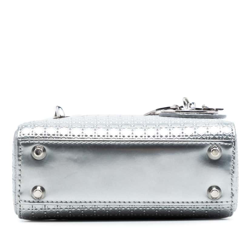 Dior Micro Metallic Patent Microcannage Lady Dior Silver Leather Very good condition - Inside View