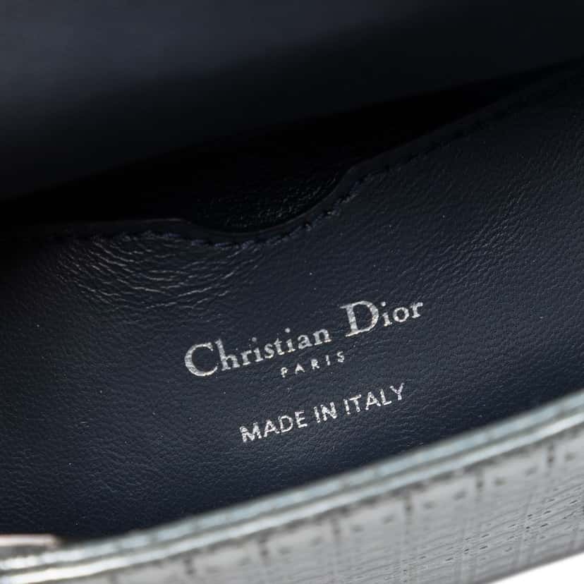 Dior Micro Metallic Patent Microcannage Lady Dior Silver Leather Very good condition - Box View