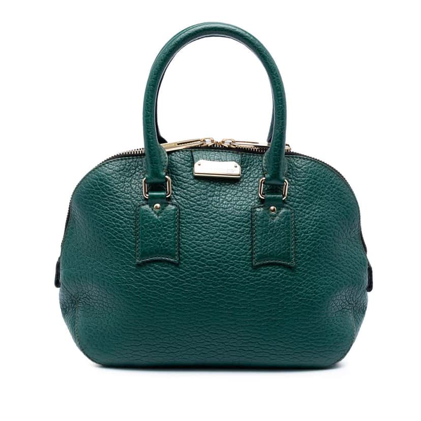 Burberry Small Grained Calfskin Heritage Orchard Bowling Bag Green Leather Very good condition - Front View