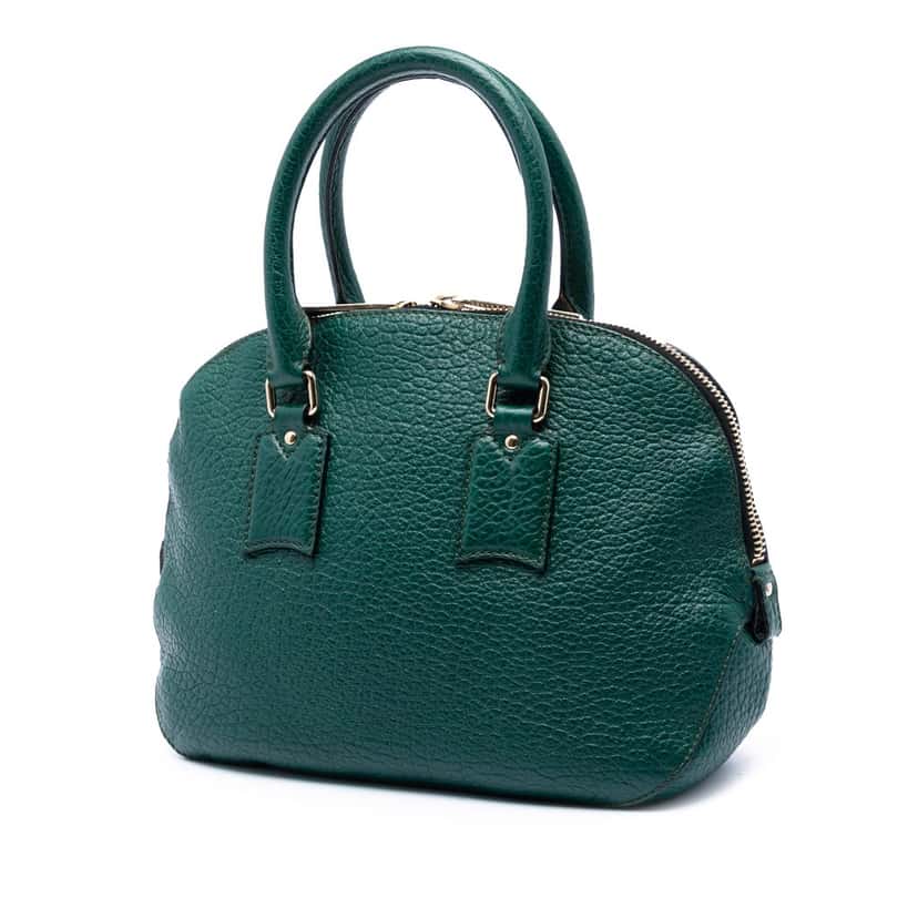 Burberry Small Grained Calfskin Heritage Orchard Bowling Bag Green Leather Very good condition - Back View