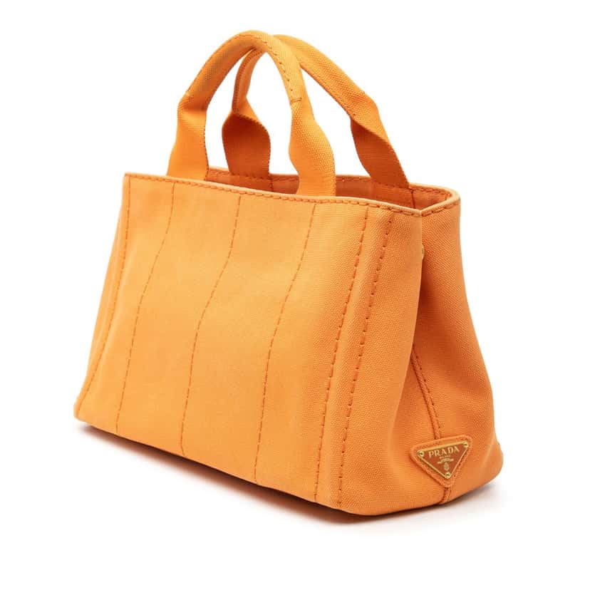 Prada Small Canvas Canapa Logo Satchel Orange Very good condition - Back View