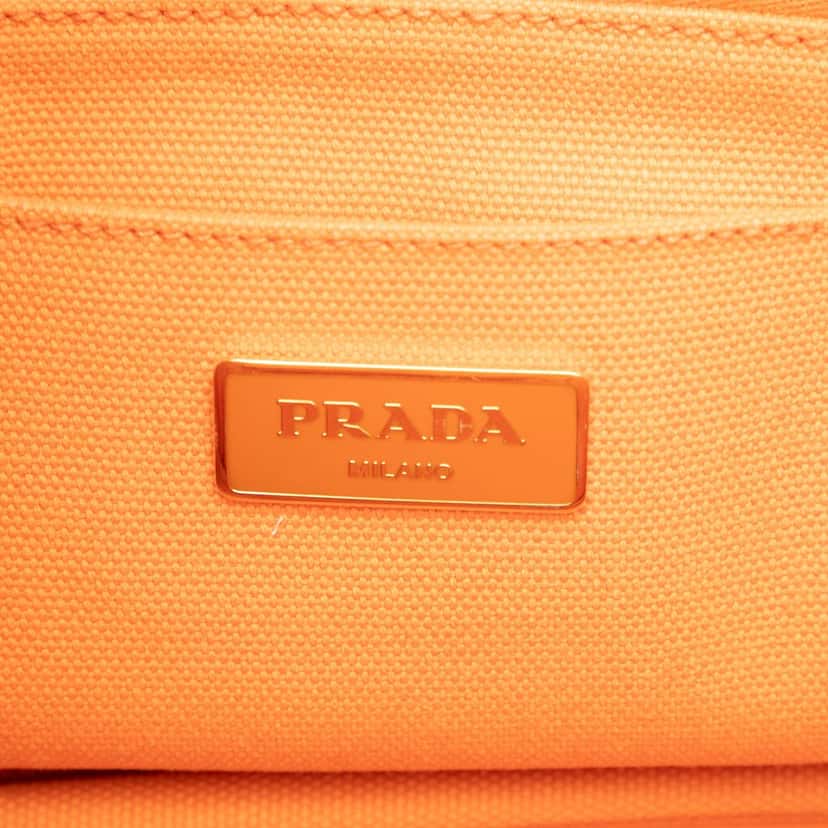 Prada Small Canvas Canapa Logo Satchel Orange Very good condition - Box View