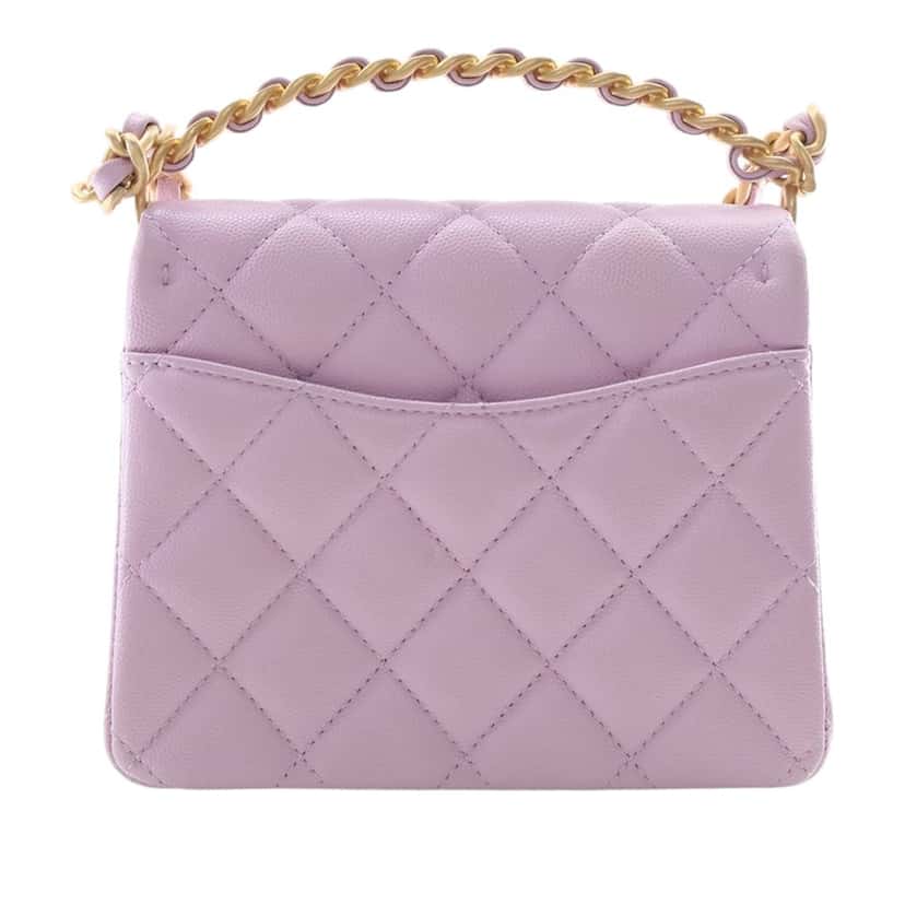 Chanel Mini Quilted Caviar 31 Rue Cambon Top Handle Bag Purple Leather Very good condition - Model View