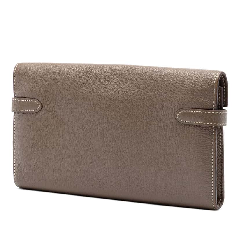 Hermès Epsom Kelly Longue Wallet Brown Leather Very good condition - Back View