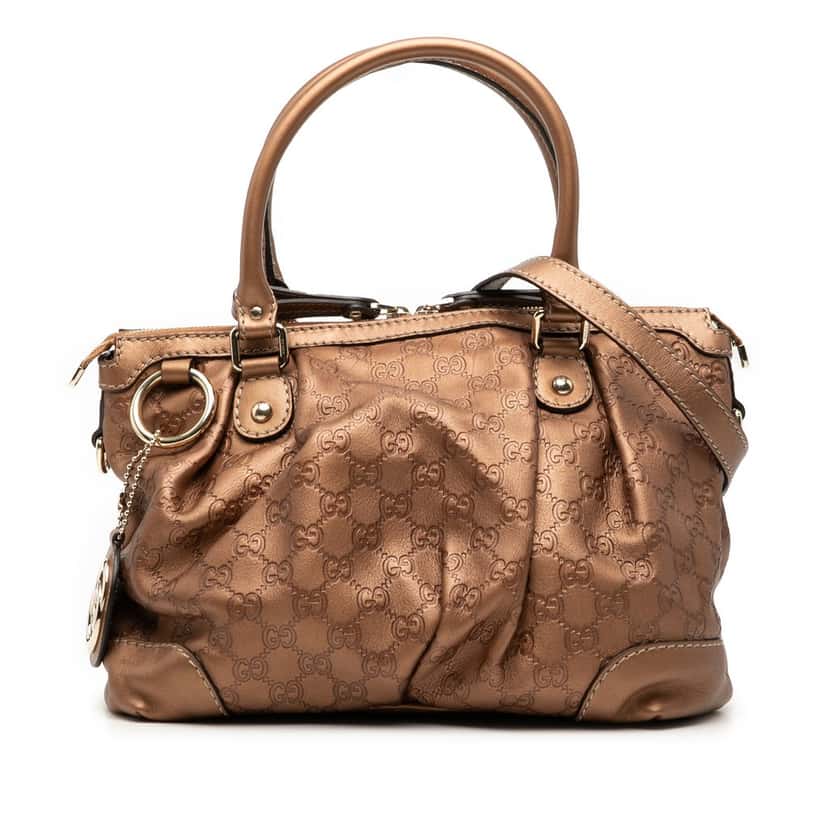 Gucci Guccissima Sukey Satchel Brown Leather Very good condition - Front View
