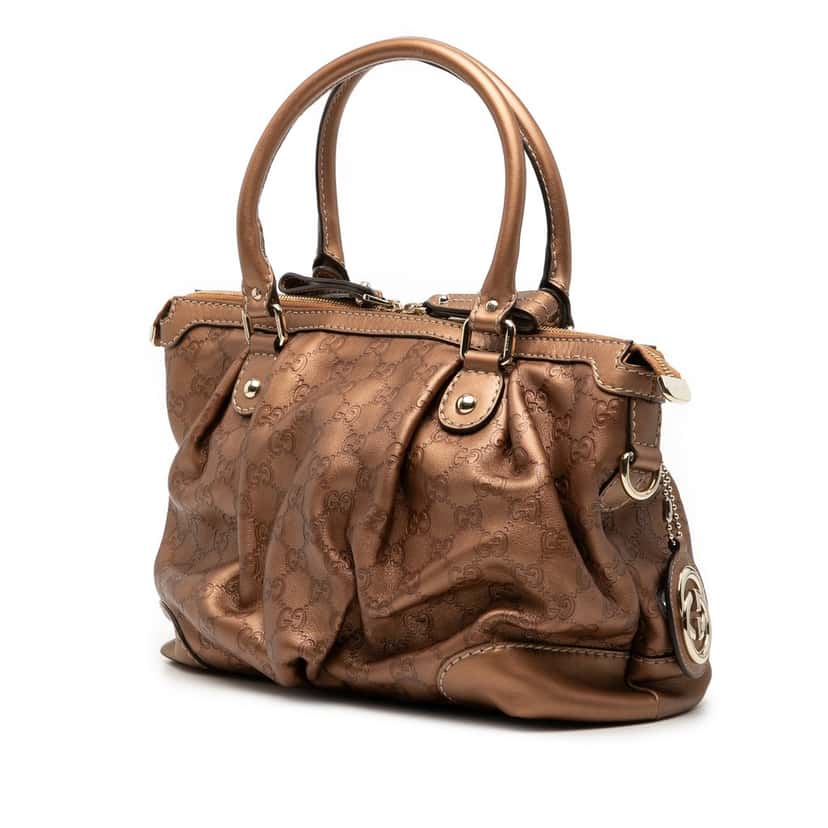 Gucci Guccissima Sukey Satchel Brown Leather Very good condition - Back View