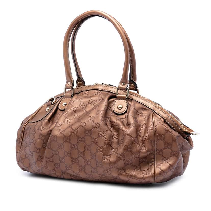 Gucci Guccissima Sukey Satchel Brown Leather Very good condition - Back View