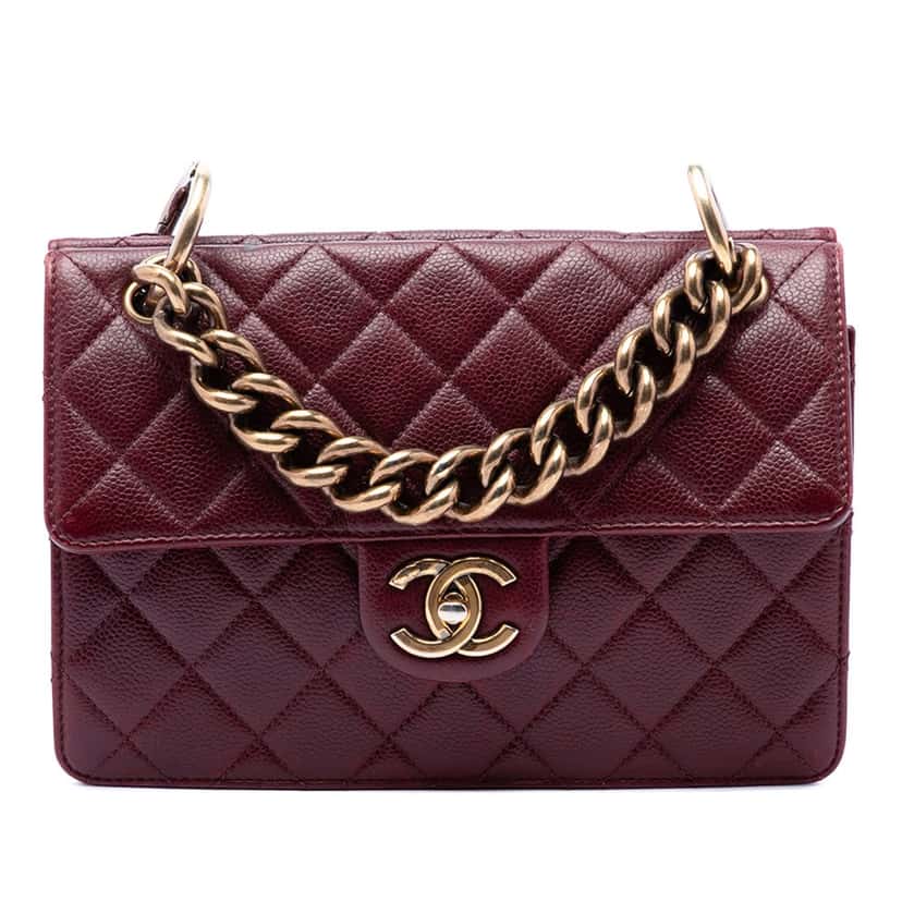 Chanel Paris Edinburgh Quilted Caviar Retro Class Flap Red Leather Very good condition - Front View