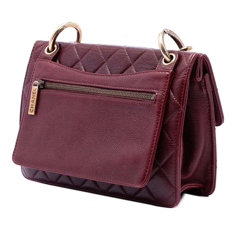 Chanel Paris Edinburgh Quilted Caviar Retro Class Flap Red Leather Very good condition - Back View