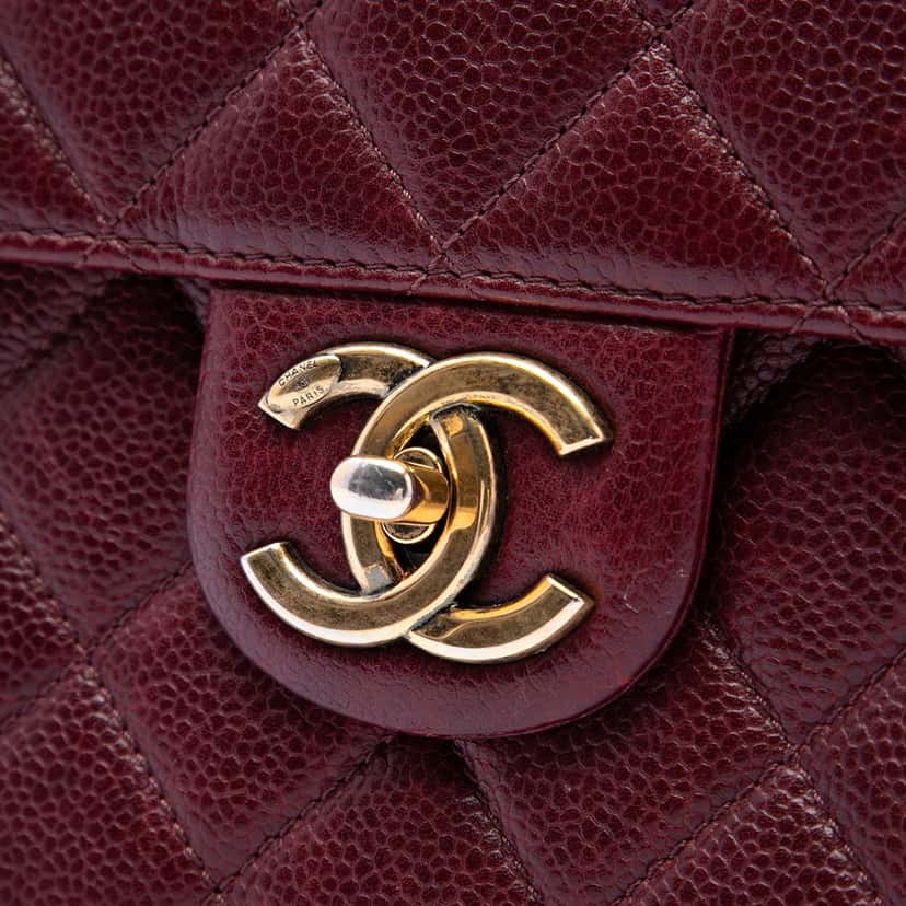 Chanel Paris Edinburgh Quilted Caviar Retro Class Flap Red Leather Very good condition - Box View
