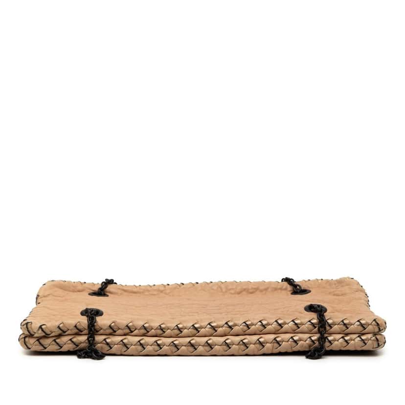 Bottega Veneta Textured Leather Whipstitch Duo Shoulder Bag Beige Leather Very good condition - Inside View