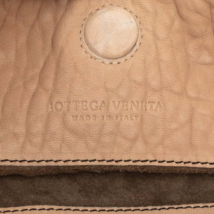 Bottega Veneta Textured Leather Whipstitch Duo Shoulder Bag Beige Leather Very good condition - Box View