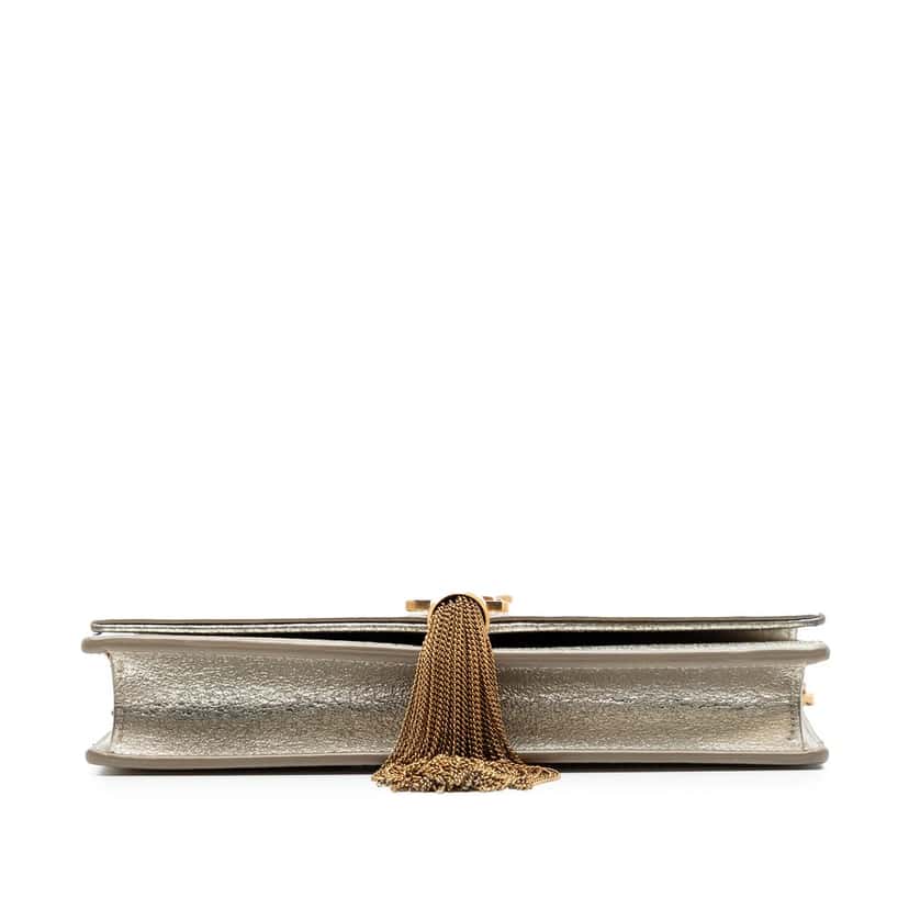 Saint Laurent Small Metallic Kate Tassel Wallet On Chain Silver Leather Very good condition - Inside View