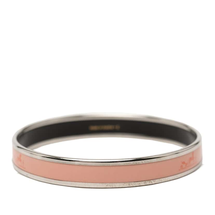 Hermès Narrow Caleche Enamel Bangle 65 Pink Metal Very good condition - Inside View