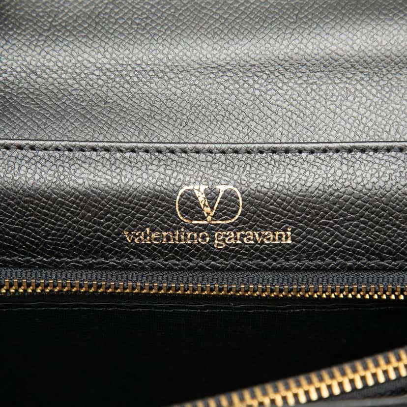 Valentino Grained Calfskin VLogo Tassel Top Handle Bag Black Leather Very good condition - Box View