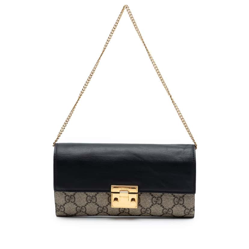 Gucci GG Supreme Padlock Wallet On Chain Beige Very good condition - Front View