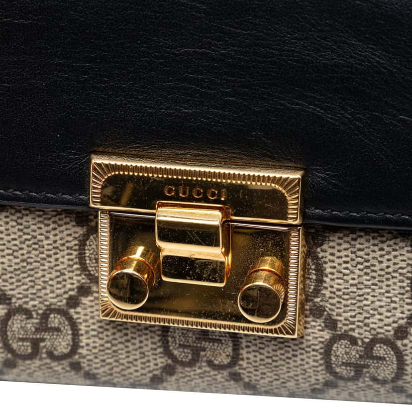 Gucci GG Supreme Padlock Wallet On Chain Beige Very good condition - Box View