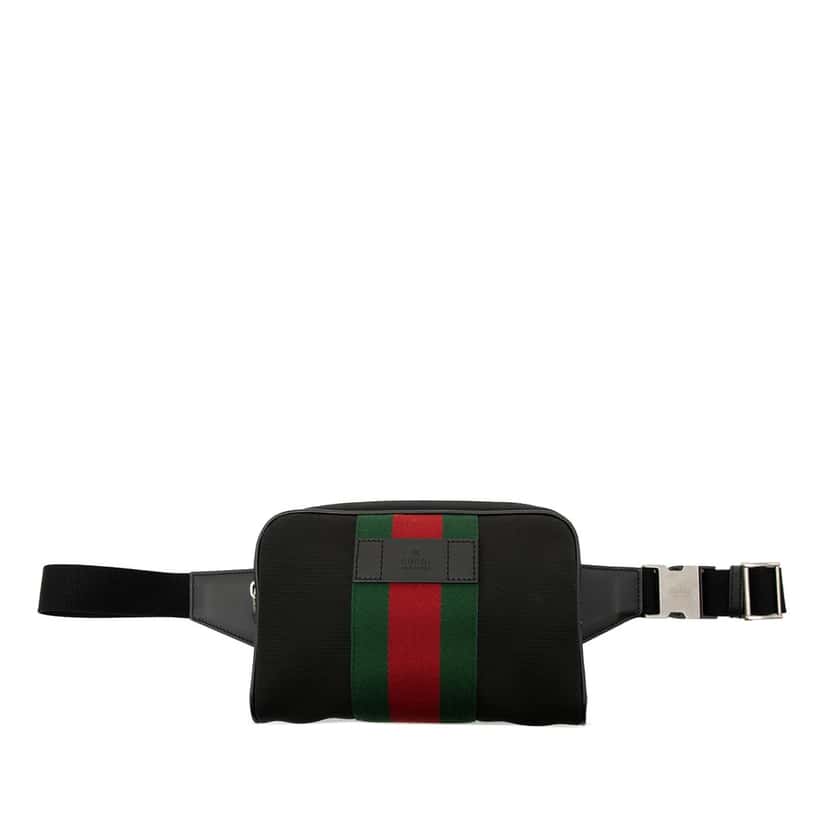 Gucci Canvas Techno Web Belt Bag Black Very good condition - Front View