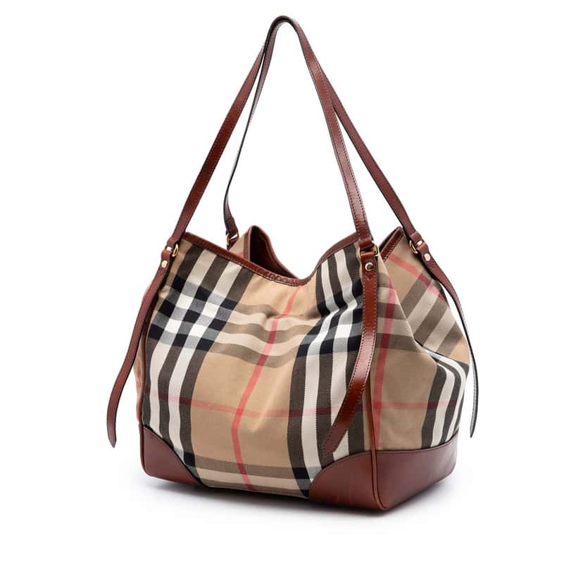 Burberry Small House Check Canvas Bridle Canterbury Tote Brown Very good condition - Back View