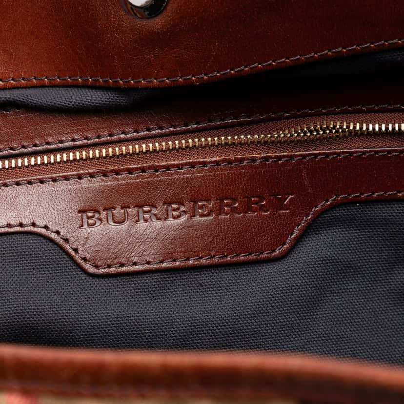 Burberry Small House Check Canvas Bridle Canterbury Tote Brown Very good condition - Box View