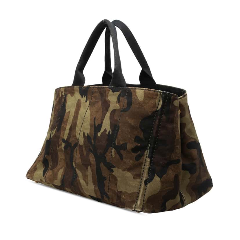Prada Large Canvas Canapa Camouflage Stampata Tote Brown Very good condition - Back View