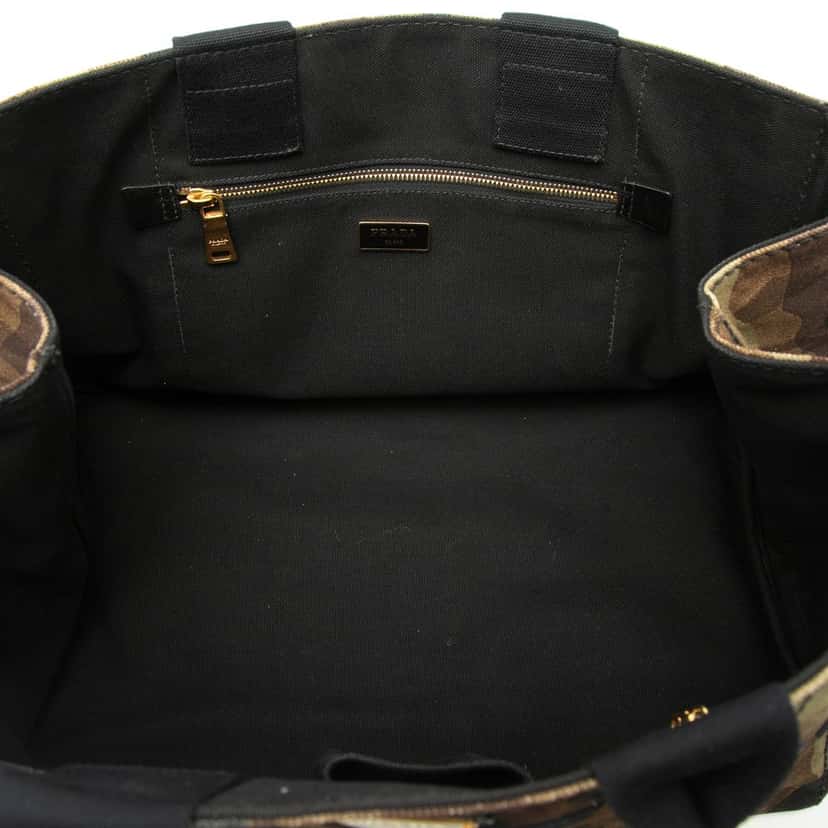 Prada Large Canvas Canapa Camouflage Stampata Tote Brown Very good condition - Model View