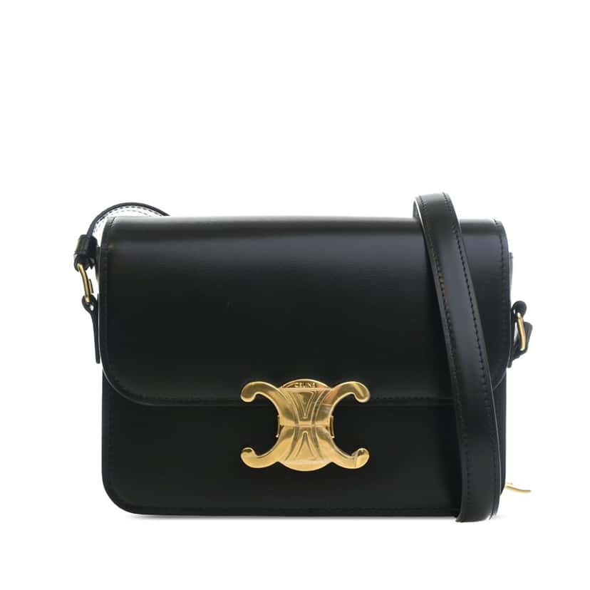 Celine Teen Shiny Calfskin Triomphe Crossbody Black Leather Very good condition - Front View