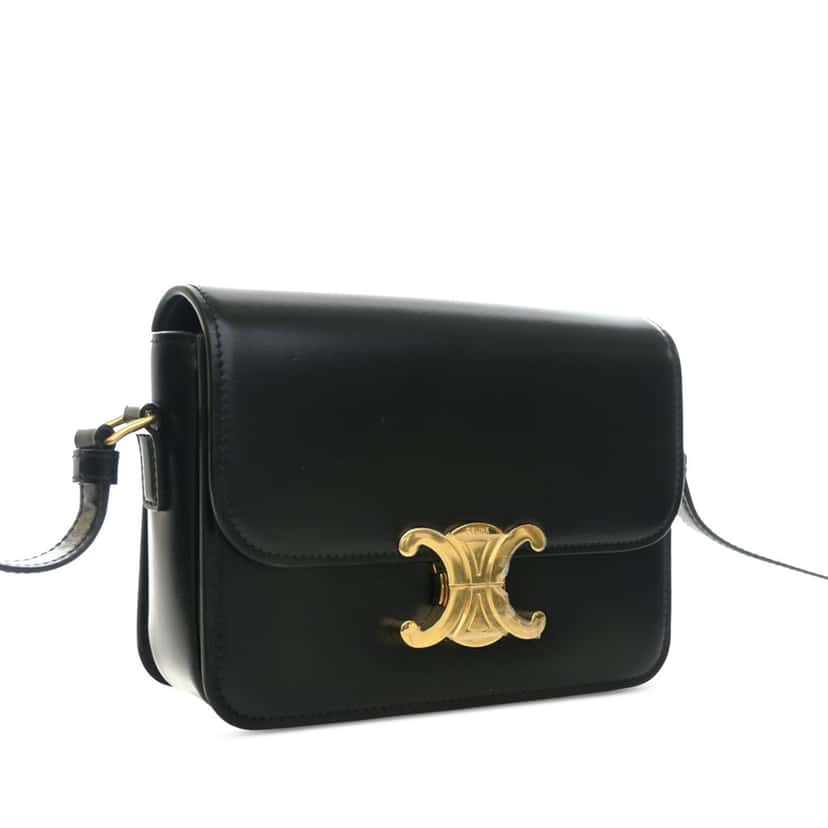 Celine Teen Shiny Calfskin Triomphe Crossbody Black Leather Very good condition - Back View