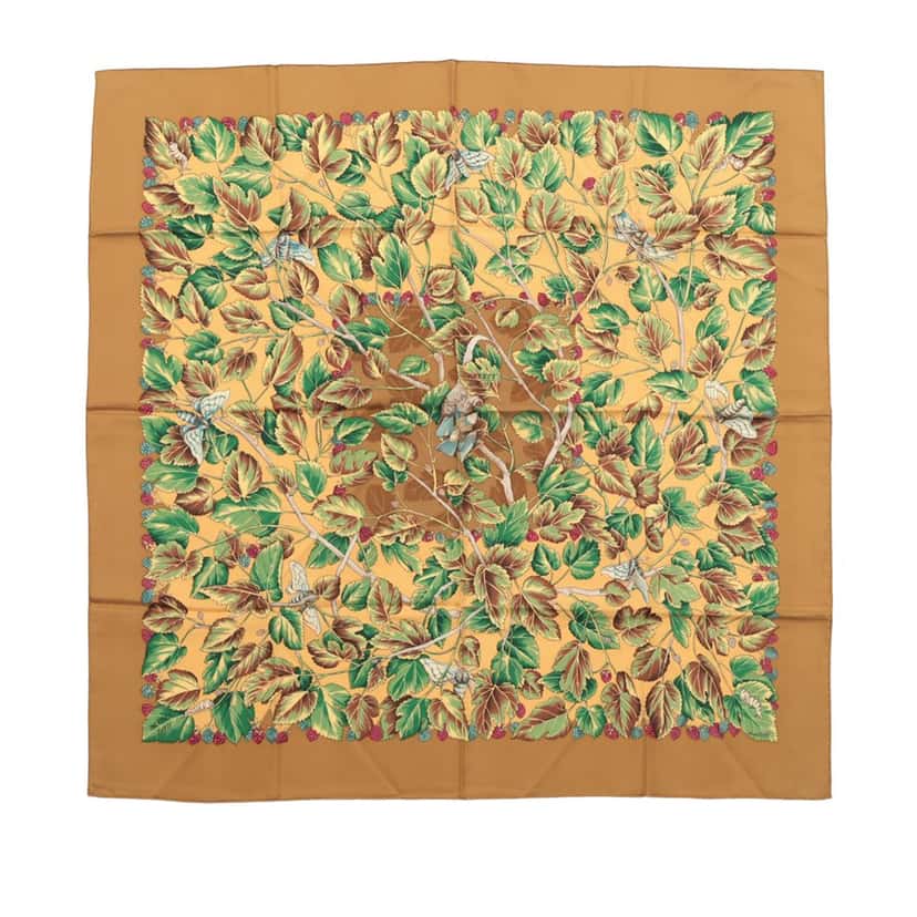 Hermès L  Arbre de Soie Silk Scarf 90 Brown Very good condition - Front View