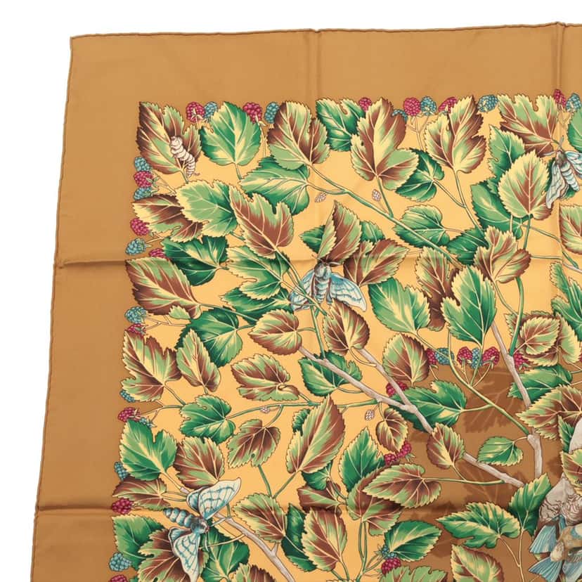 Hermès L  Arbre de Soie Silk Scarf 90 Brown Very good condition - Back View